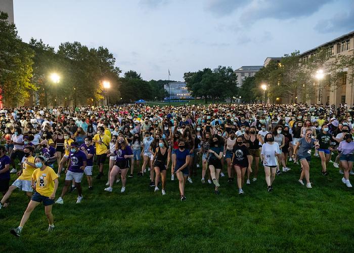 Group of new students at orientation on The Cut